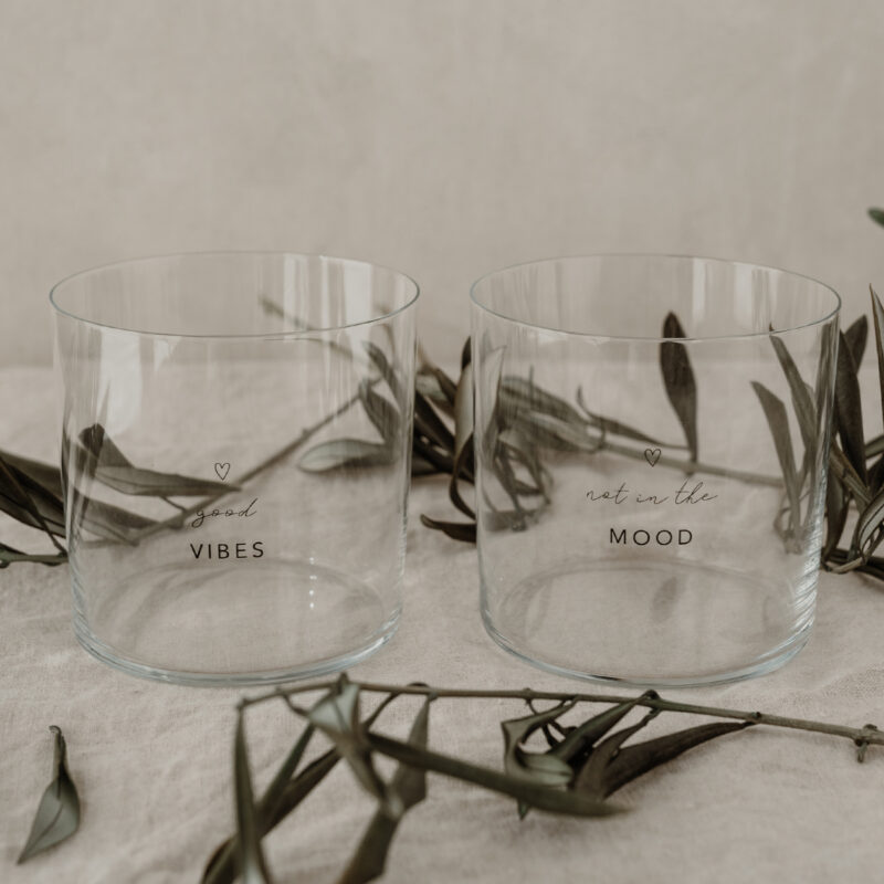 zweier Set Trinkglas Füllmenge 350ml mit der Aufschrift "Me Time", "Love Yourself"