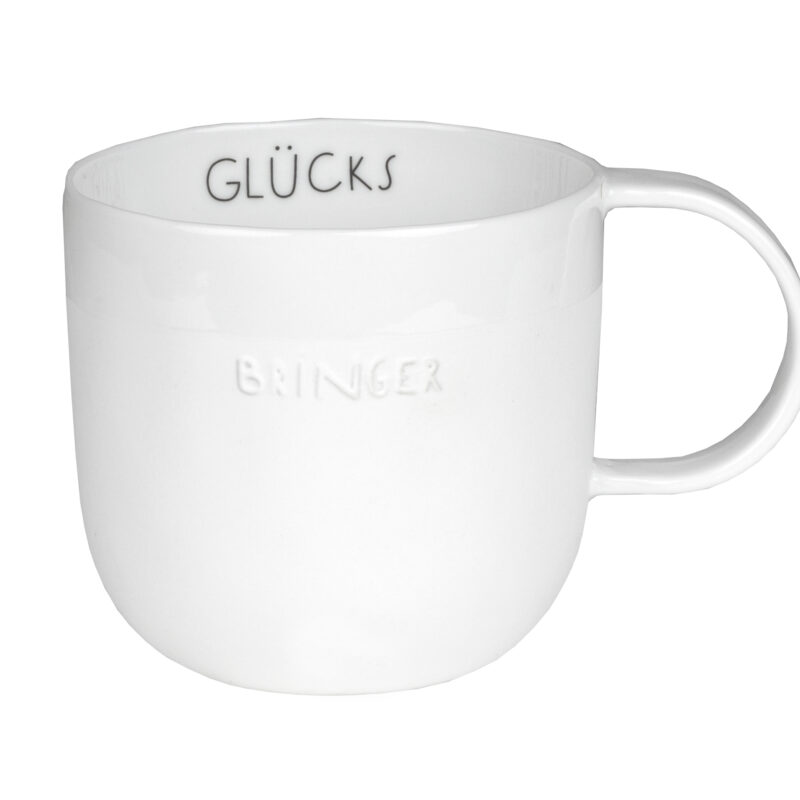Tasse weiß mit der Aufschrift Glücksbringer