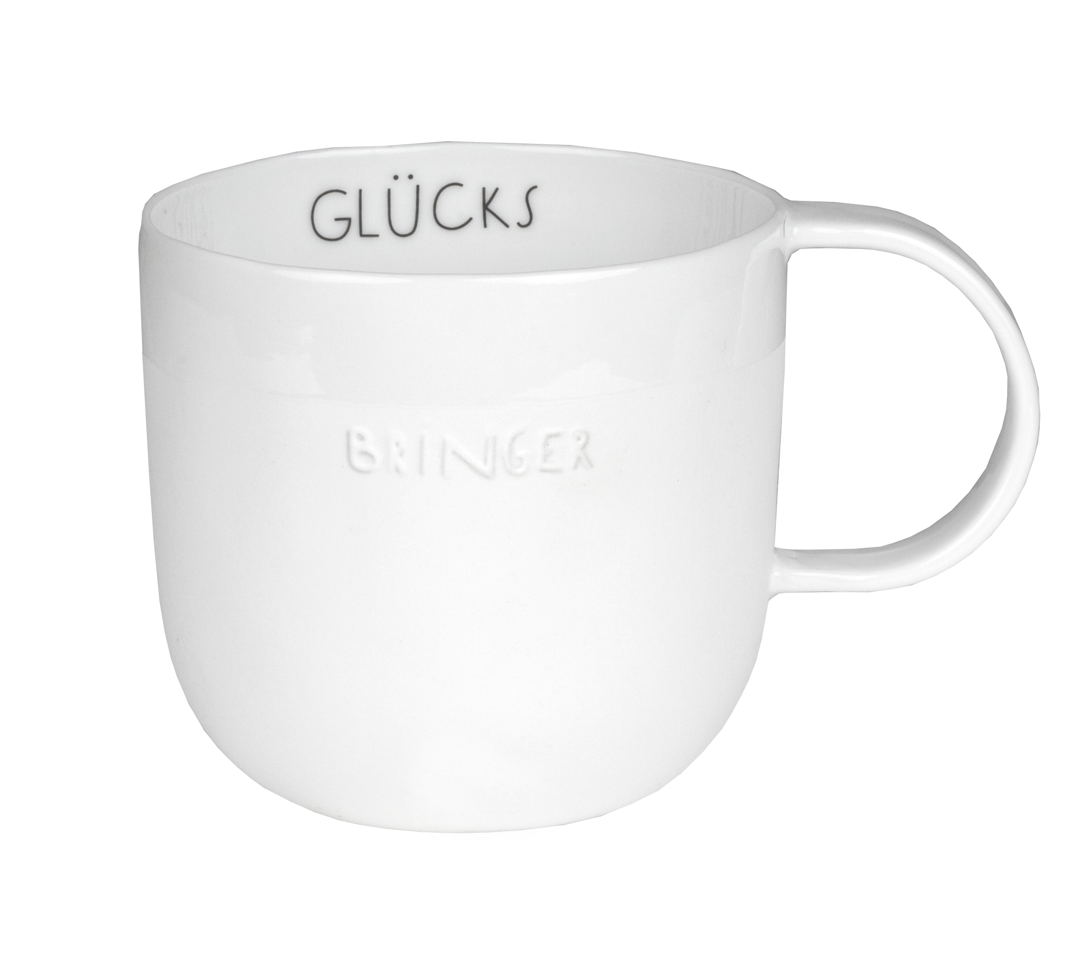 Tasse weiß mit der Aufschrift Glücksbringer