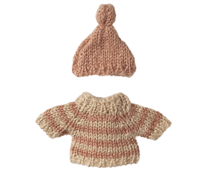 Strickpulloverset mit Mütze