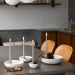 Kerzenschale in weiß glänzend in 3 verschiedenen großen