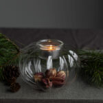 Teelichthalter in Form als Kürbis klein aus Glas