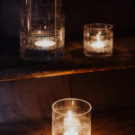 Teelichtglas mit einer Winterlandschaft in 3 verschiedenen großen