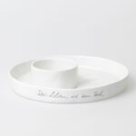 weiße Dekoschale mit der Aufschrift "Das Leben ist ein Fest"