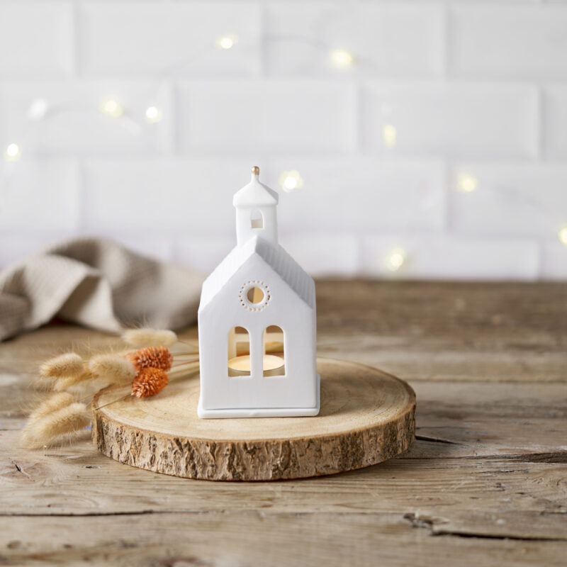 Lichthaus Kapelle weiß/gold klein