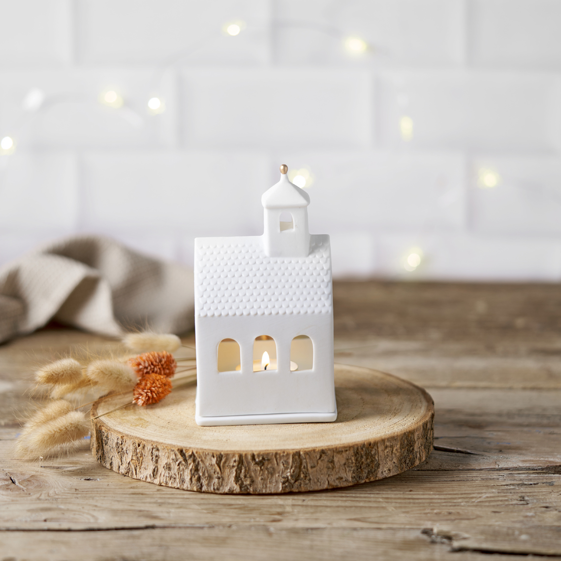 Lichthaus Kapelle weiß/gold klein